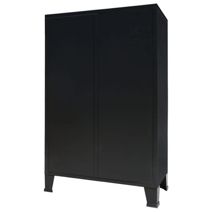 Armadio in Metallo in Stile Industriale 67x35x107 cm Nero - homemem39