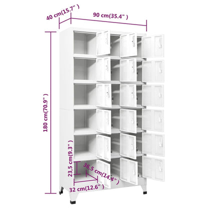Armadietto a Chiave a 18 Scomparti in Metallo 90x40x180 cm - homemem39