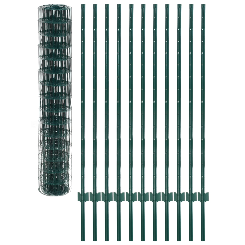 Recinzione Euro in Acciaio 20x1,5 m Verde | homemem39