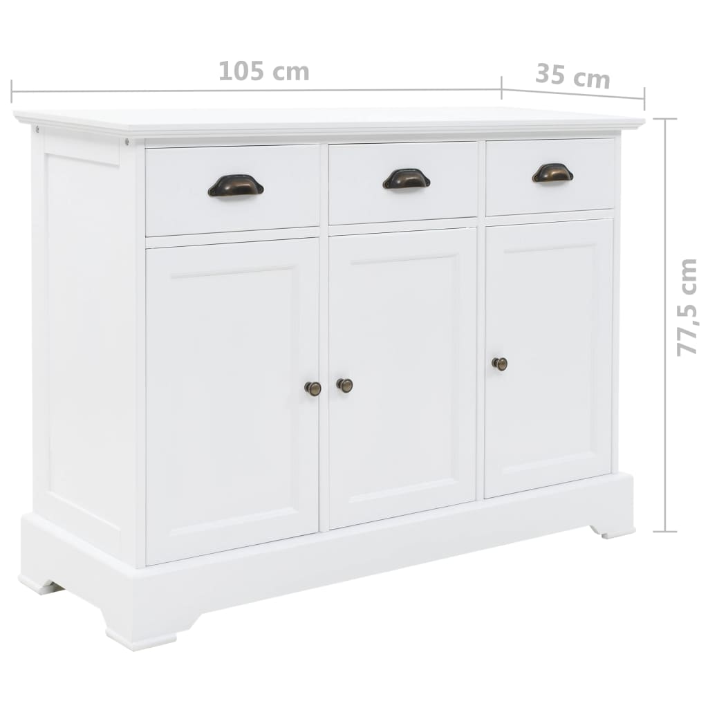 Credenza con 3 Ante in MDF e Legno di Pino 105x35x77,5 cm - homemem39