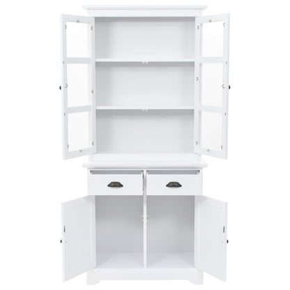 Credenza con Alzata 4 Ante in MDF e Legno di Pino 80x40x180 cm - homemem39