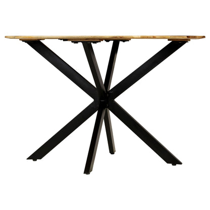 Tavolo da Pranzo in Massello di Mango Grezzo e Acciaio 120x77cm | homemem39