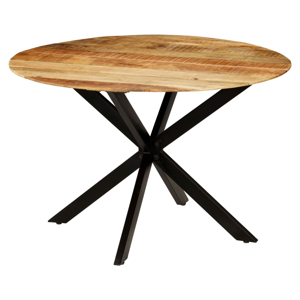 Tavolo da Pranzo in Massello di Mango Grezzo e Acciaio 120x77cm | homemem39