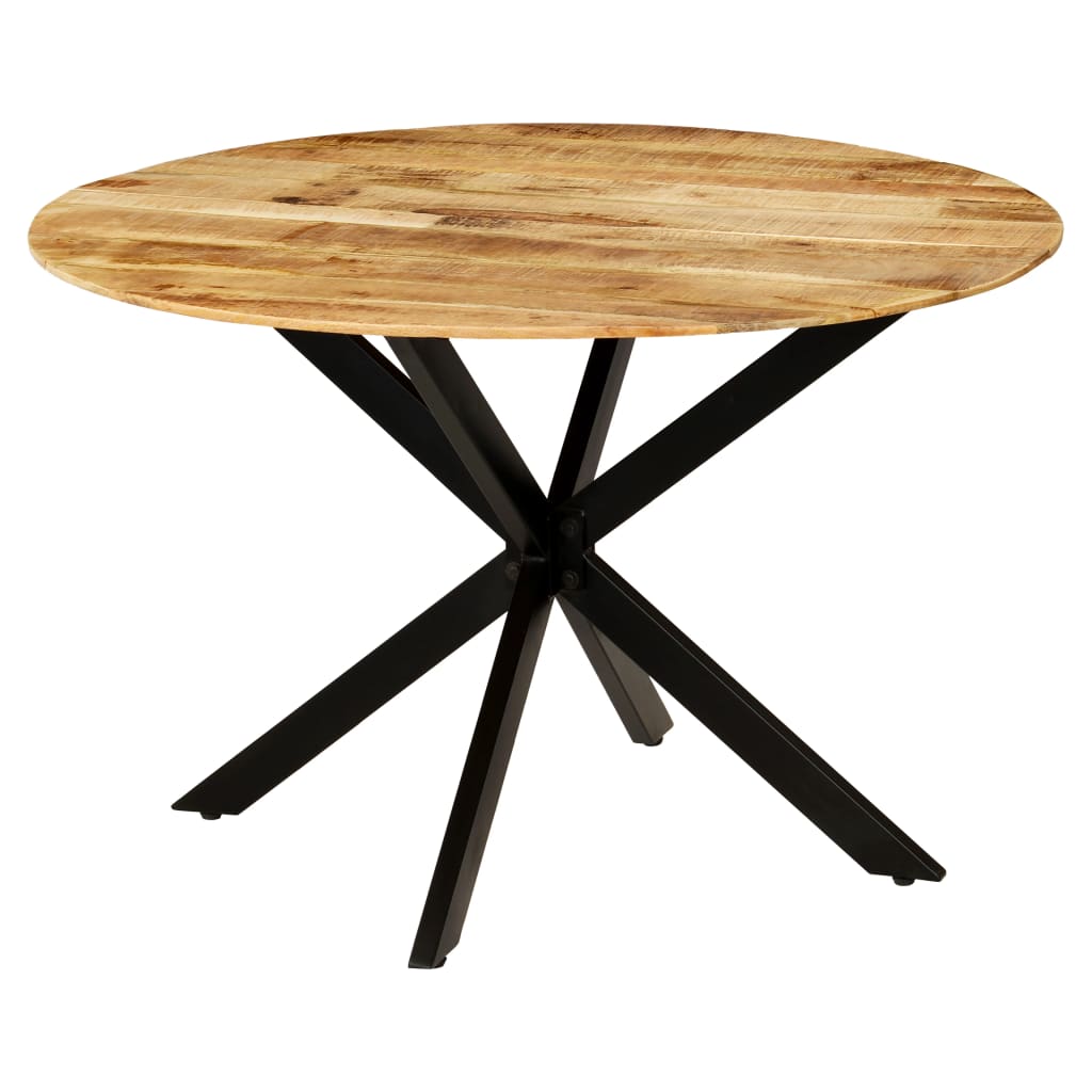 Tavolo da Pranzo in Massello di Mango Grezzo e Acciaio 120x77cm | homemem39