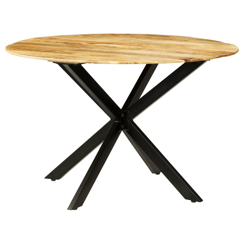 Tavolo da Pranzo in Massello di Mango Grezzo e Acciaio 120x77cm | homemem39