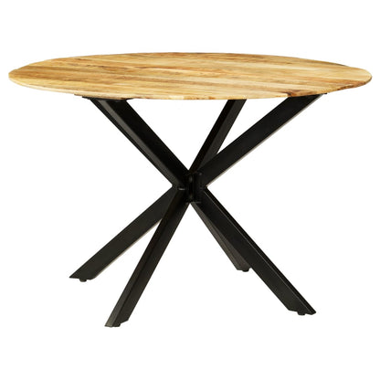 Tavolo da Pranzo in Massello di Mango Grezzo e Acciaio 120x77cm | homemem39