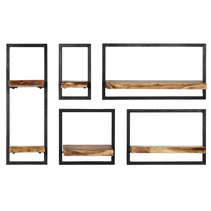 Set di Mensole 5 pz in Legno Massello di Acacia e Acciaio | homemem39