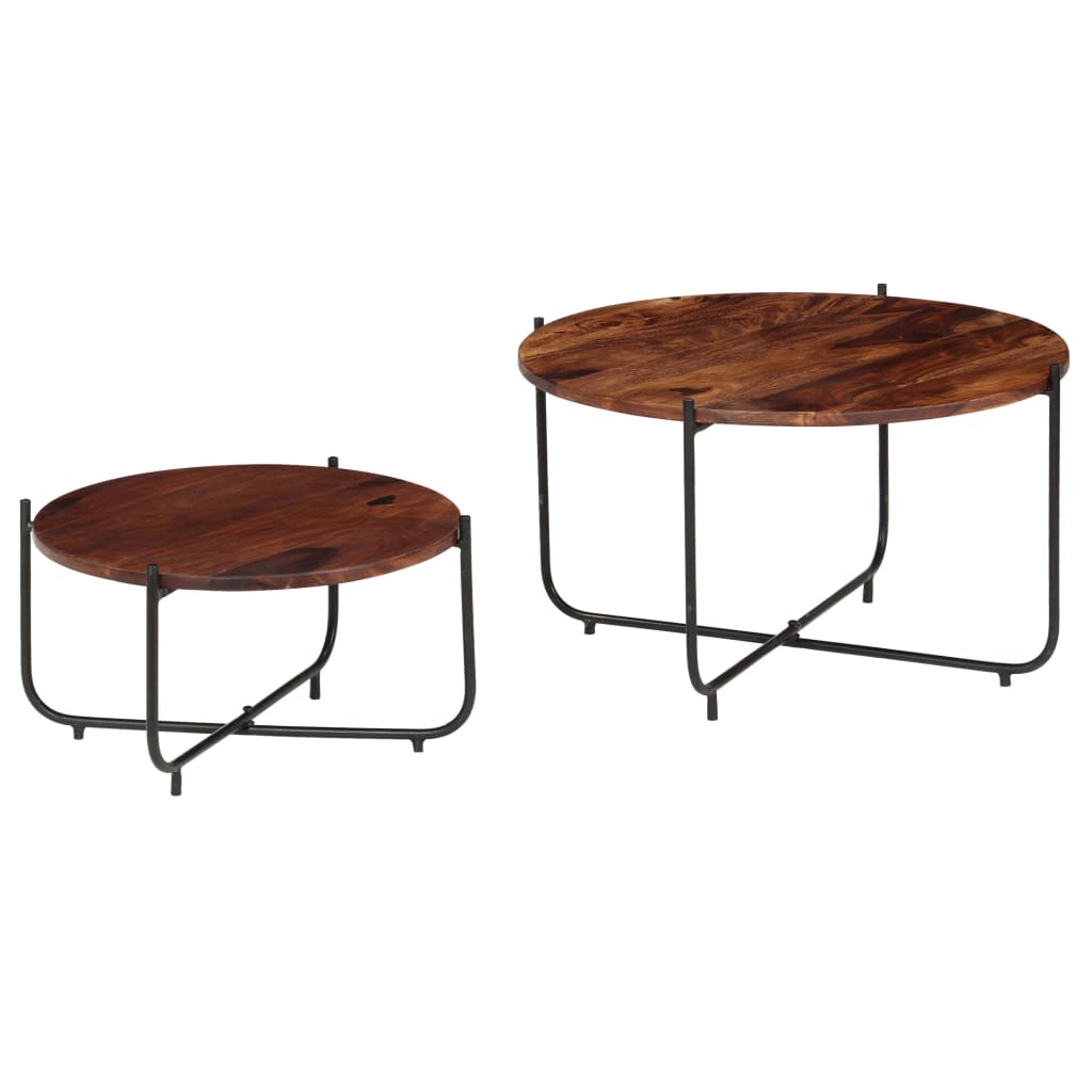 Set Tavolini da Salotto 2 pz in Massello di Acacia 60x35 cm | homemem39