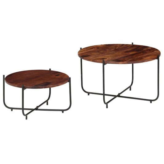 Set Tavolini da Salotto 2 pz in Massello di Acacia 60x35 cm