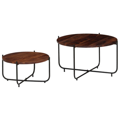 Set Tavolini da Salotto 2 pz in Massello di Acacia 60x35 cm | homemem39