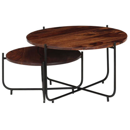 Set Tavolini da Salotto 2 pz in Massello di Acacia 60x35 cm | homemem39