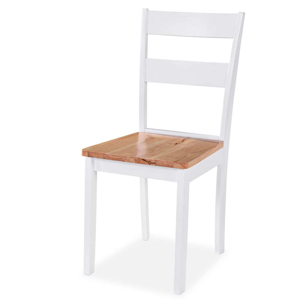 Sedie da Pranzo 6 pz Bianche in Legno Massello di Hevea | homemem39
