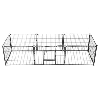 Box per Cani con 8 Pannelli in Acciaio 60x80 cm Nero | homemem39
