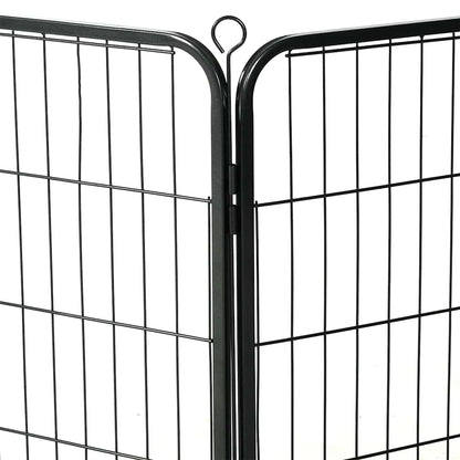 Box per Cani con 8 Pannelli in Acciaio 60x80 cm Nero | homemem39