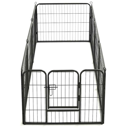 Box per Cani con 8 Pannelli in Acciaio 60x80 cm Nero - homemem39