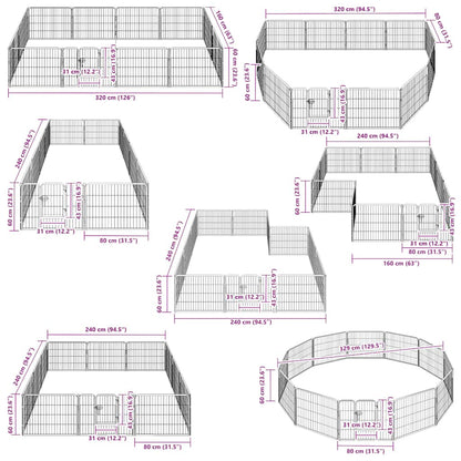 Box per Cani con 12 Pannelli in Acciaio 80x60 cm Nero | homemem39