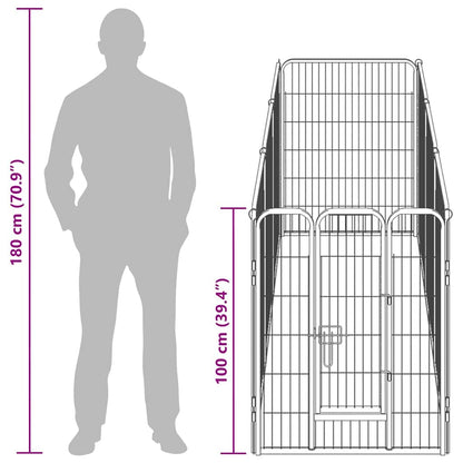 Box per Cani con 8 Pannelli in Acciaio 80x100 cm Nero | homemem39
