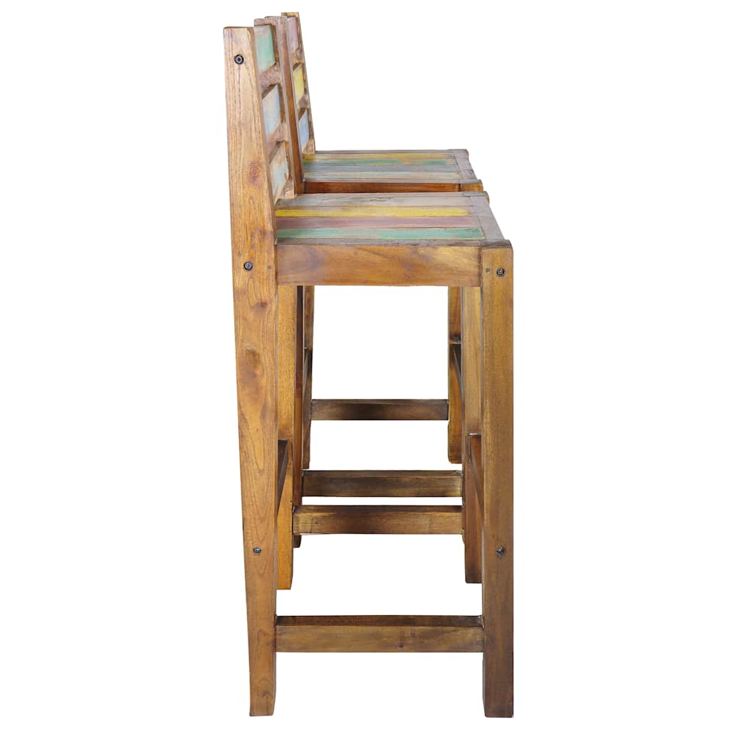 Sgabelli da Bar 2 pz in Legno Massello di Recupero - homemem39