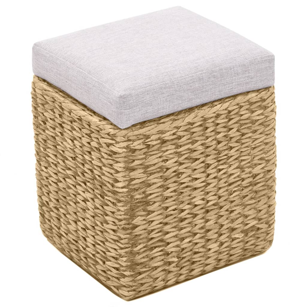 Panca e 2 Pouf in Giunco Grigio | homemem39