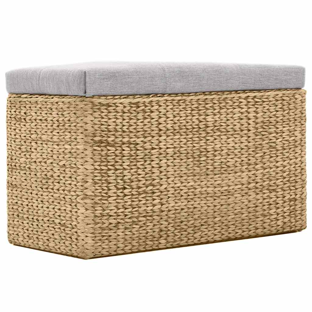 Panca e 2 Pouf in Giunco Grigio