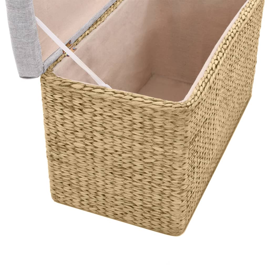 Panca e 2 Pouf in Giunco Grigio | homemem39