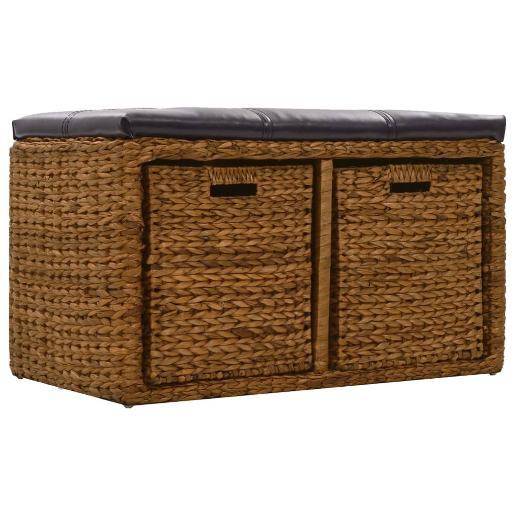 Panca in Giunco con 2 Ceste 71x40x42 cm Marrone | homemem39