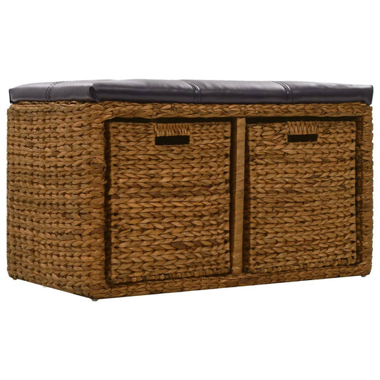 Panca in Giunco con 2 Ceste 71x40x42 cm Marrone | homemem39