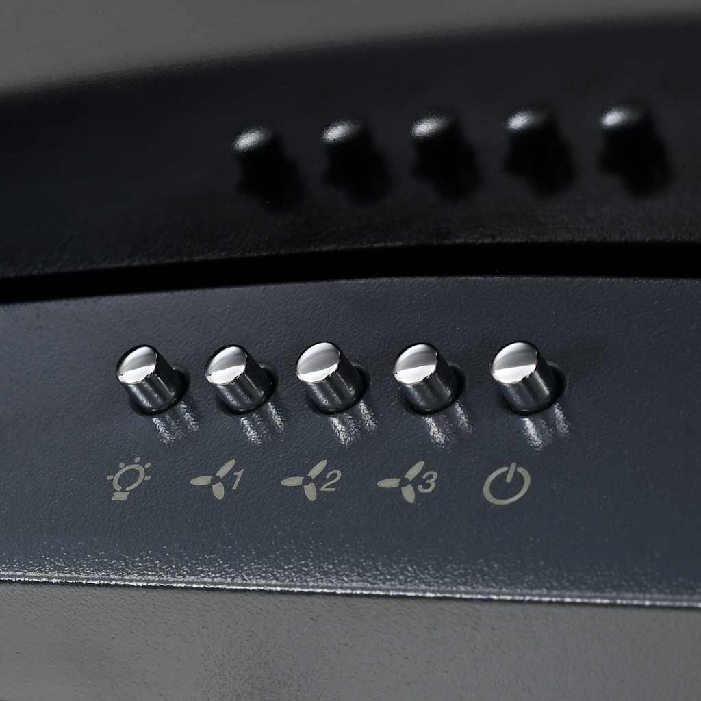 Cappa Aspirante a Muro Acciaio Inox 756 m³/h 90 cm Nera