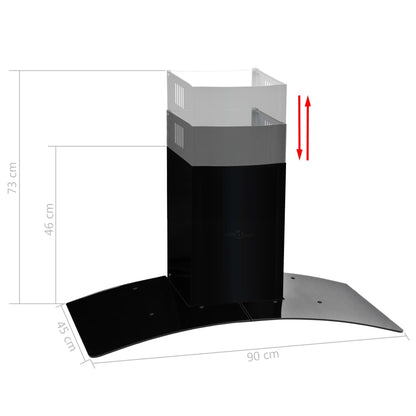 Cappa Aspirante a Muro Acciaio Inox 756 m³/h 90 cm Nera