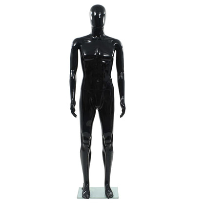 Manichino Uomo Figura Intera Base in Vetro 185 cm Nero Lucido - homemem39