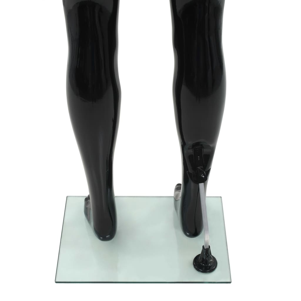 Manichino Uomo Figura Intera Base in Vetro 185 cm Nero Lucido - homemem39