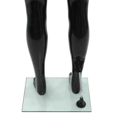 Manichino Uomo Figura Intera Base in Vetro 185 cm Nero Lucido - homemem39