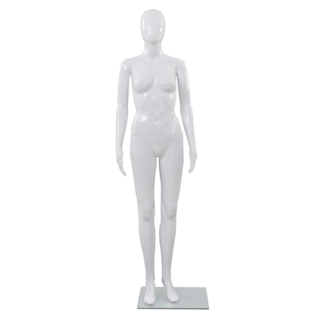 Manichino Donna Figura Intera Base in Vetro 175cm Bianco Lucido - homemem39