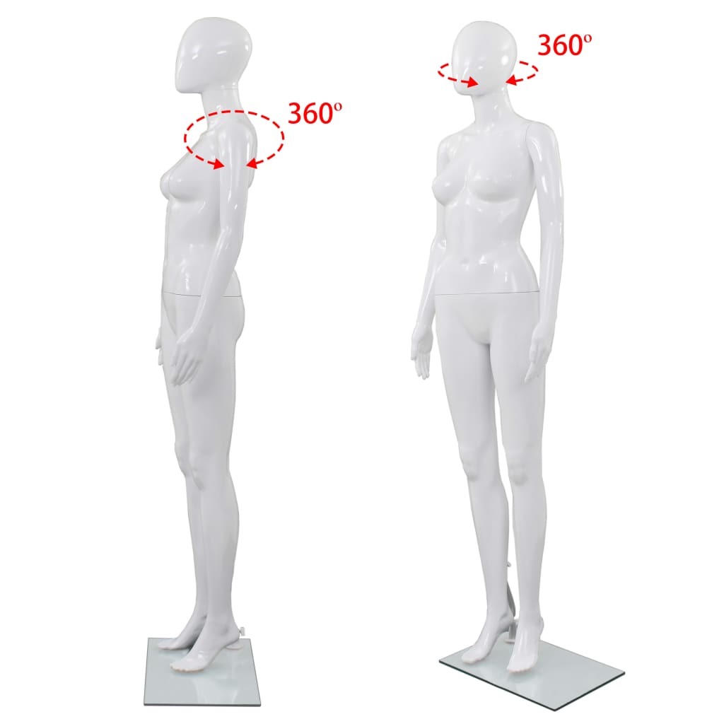 Manichino Donna Figura Intera Base in Vetro 175cm Bianco Lucido - homemem39