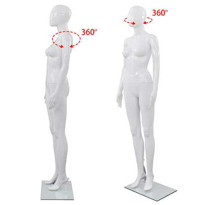 Manichino Donna Figura Intera Base in Vetro 175cm Bianco Lucido - homemem39