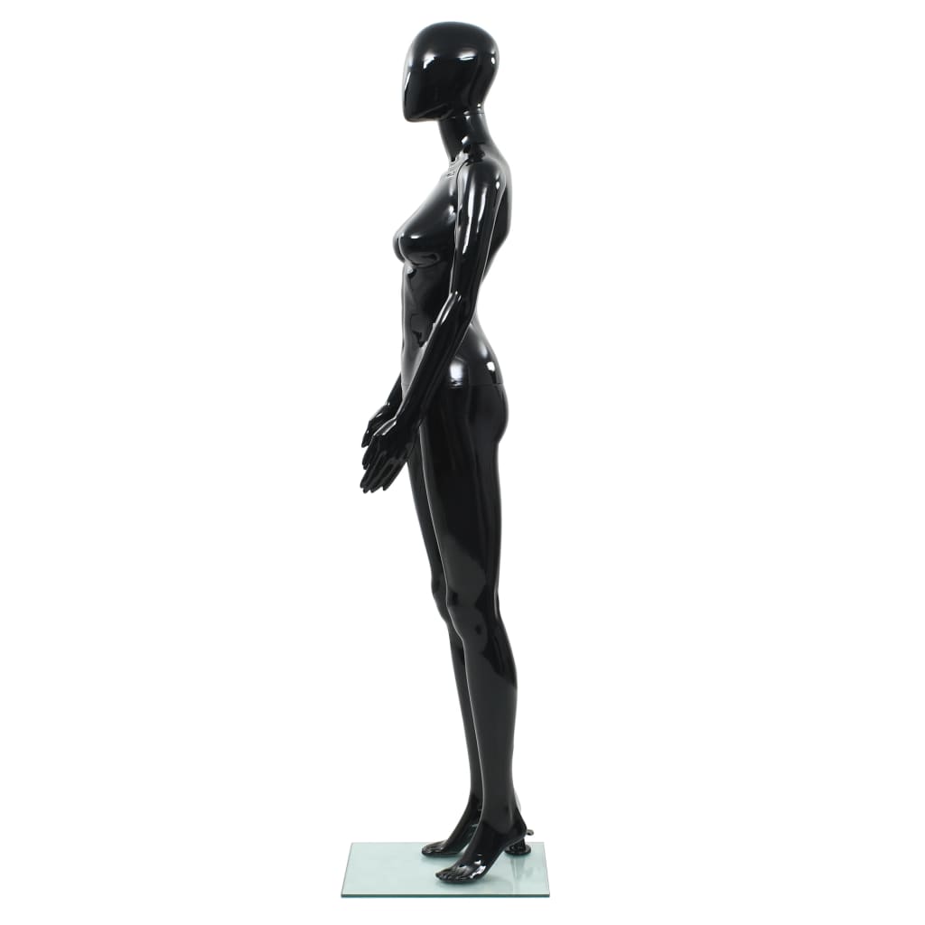 Manichino Donna Figura Intera Base in Vetro 175 cm Nero Lucido - homemem39