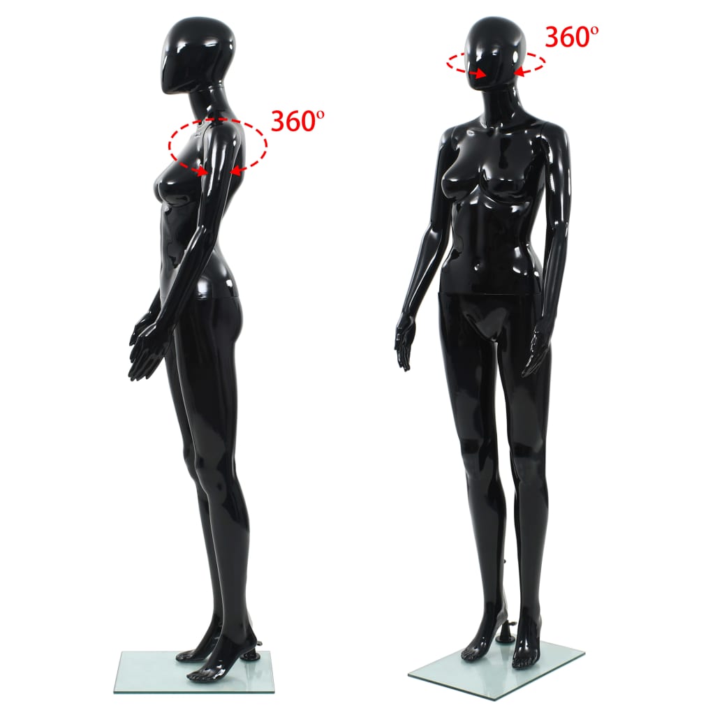 Manichino Donna Figura Intera Base in Vetro 175 cm Nero Lucido - homemem39