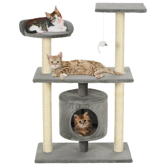 Albero per Gatti con Tiragraffi in Sisal 95 cm Grigio - homemem39