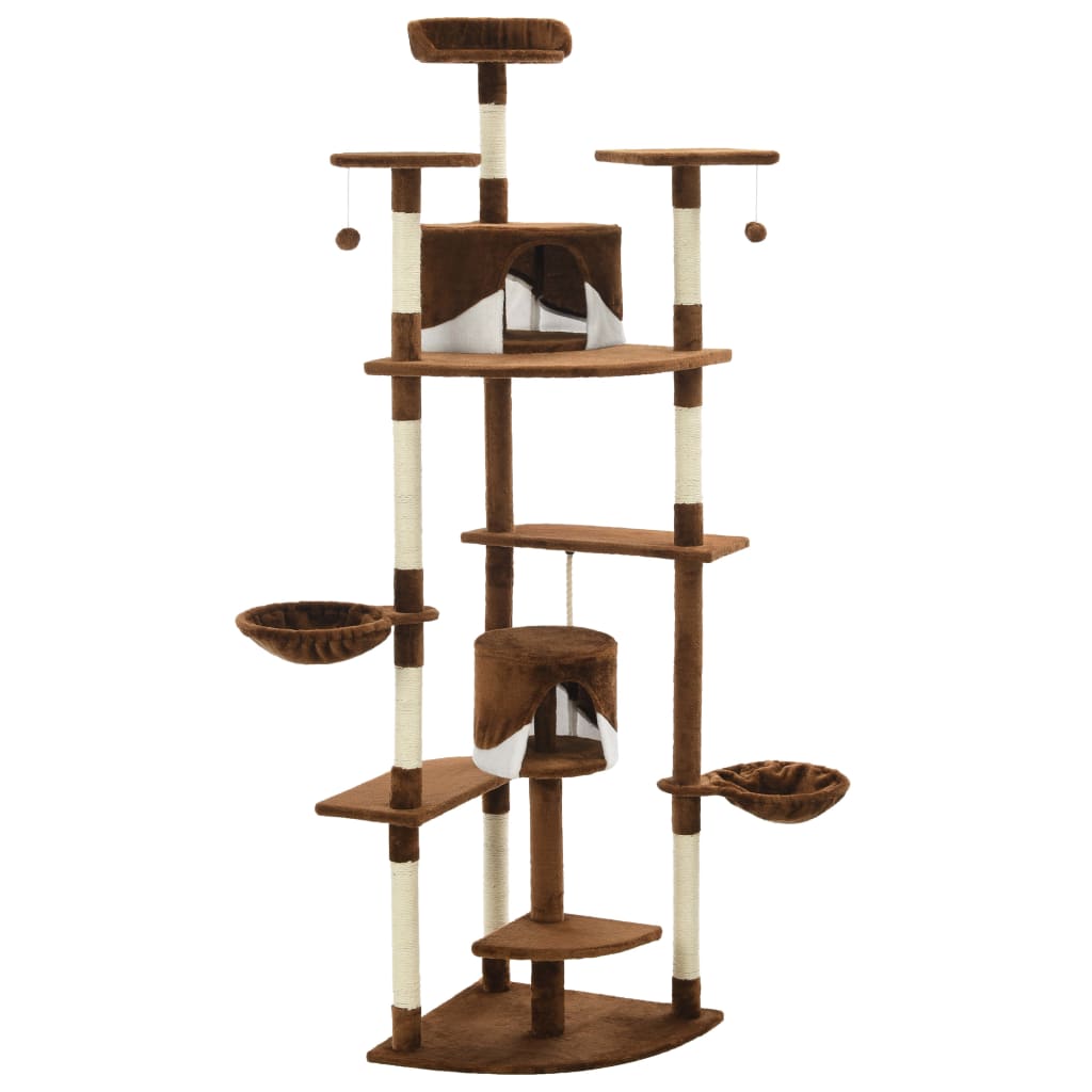 Albero per Gatti e Tiragraffi in Sisal 203 cm Marrone e Bianco | homemem39