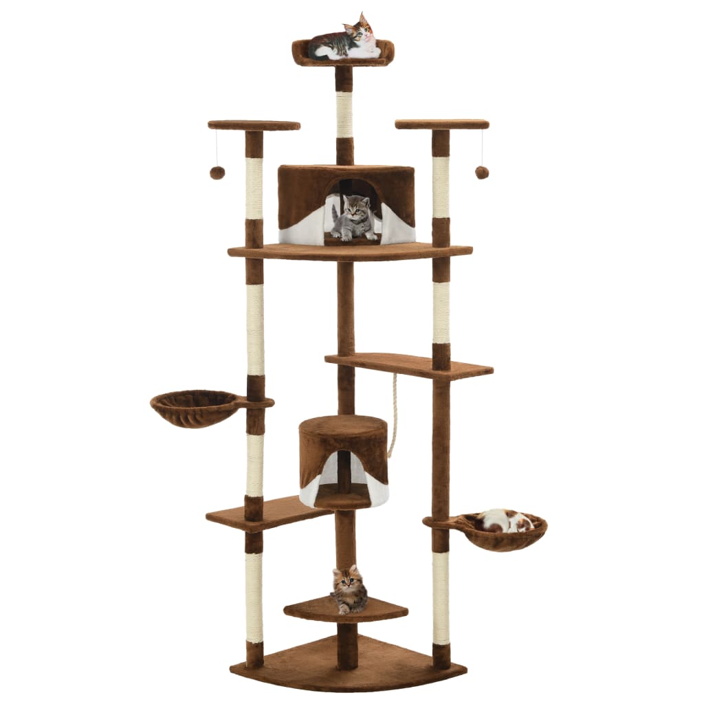Albero per Gatti e Tiragraffi in Sisal 203 cm Marrone e Bianco | homemem39