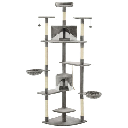 Albero per Gatti e Tiragraffi in Sisal 203 cm Grigio e Bianco - homemem39