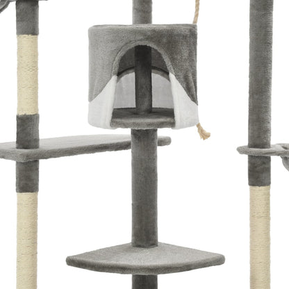 Albero per Gatti e Tiragraffi in Sisal 203 cm Grigio e Bianco - homemem39
