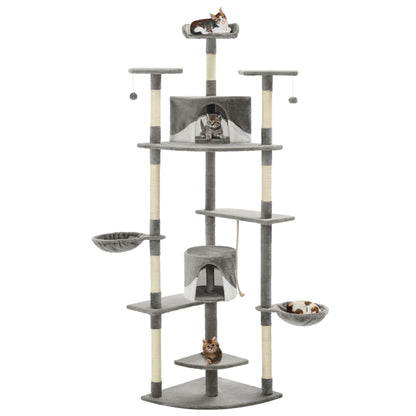 Albero per Gatti e Tiragraffi in Sisal 203 cm Grigio e Bianco - homemem39