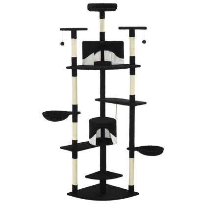 Albero per Gatti e Tiragraffi in Sisal 203 cm Nero e Bianco | homemem39