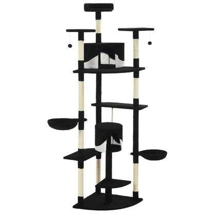 Albero per Gatti e Tiragraffi in Sisal 203 cm Nero e Bianco | homemem39