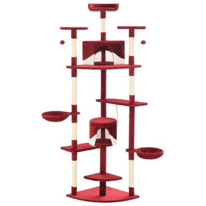 Albero per Gatti e Tiragraffi in Sisal 203 cm Rosso e Bianco - homemem39