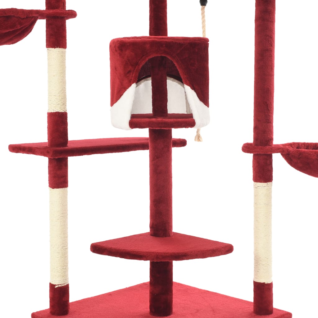 Albero per Gatti e Tiragraffi in Sisal 203 cm Rosso e Bianco - homemem39