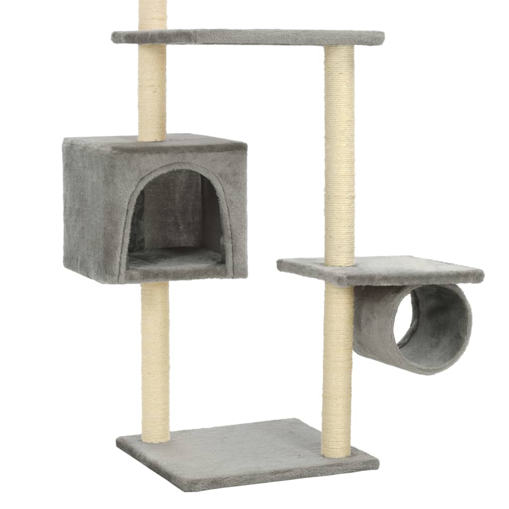 Albero per Gatti con Tiragraffi in Sisal 203 cm Grigio | homemem39