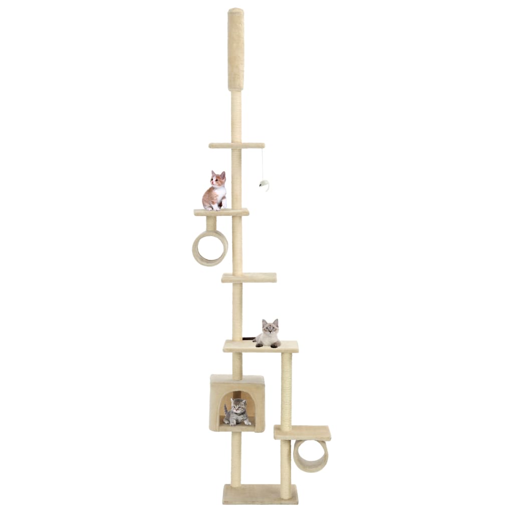 Albero per Gatti con Pali Tiragraffi in Sisal 260 cm Beige | homemem39