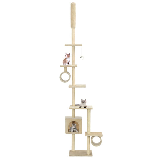 Albero per Gatti con Pali Tiragraffi in Sisal 260 cm Beige | homemem39
